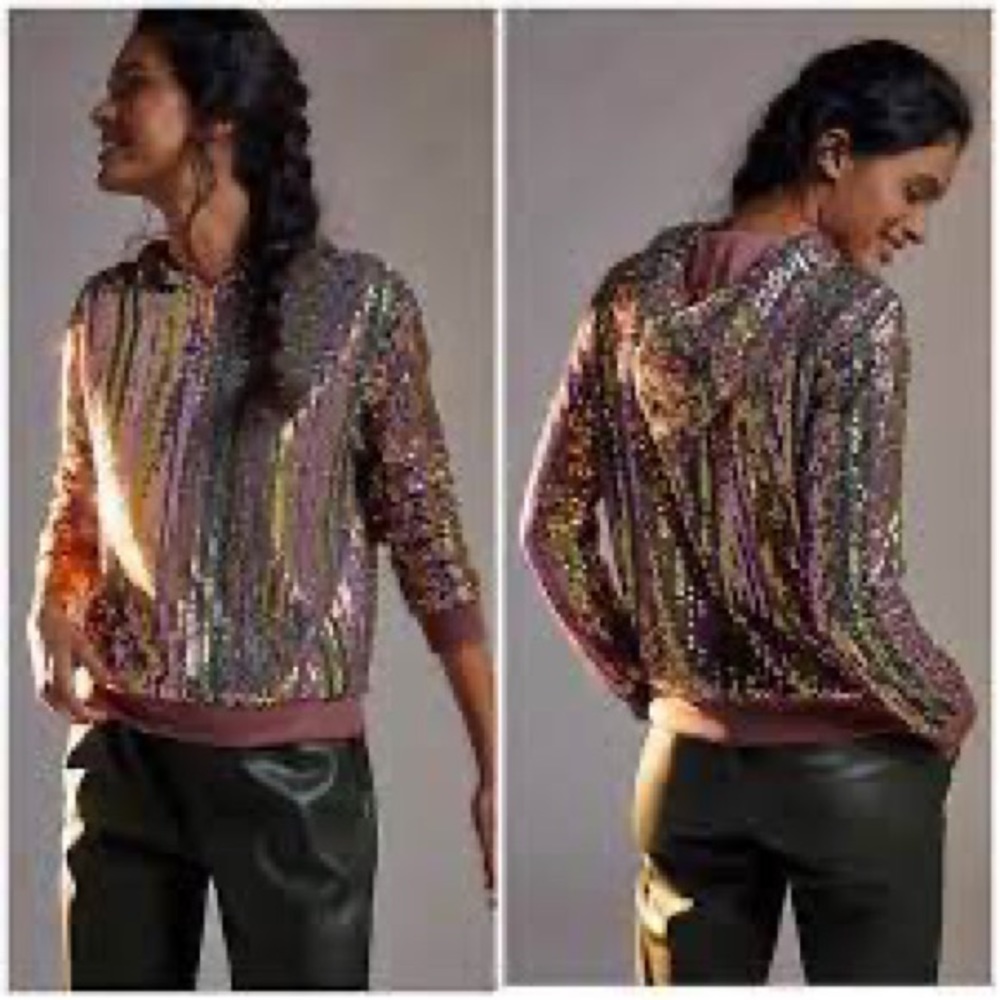 COPY - NWOT Anthropologie sequin hoodie Xs